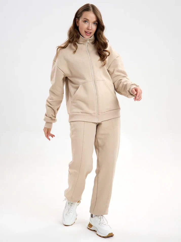 Спортивный костюм с начесом, бежевый
