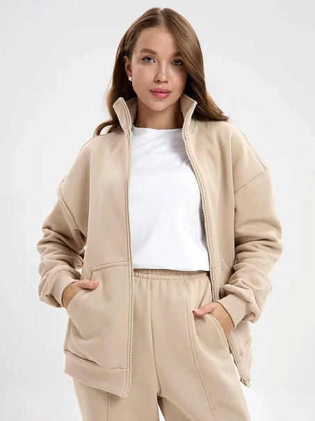 Спортивный костюм с начесом, бежевый