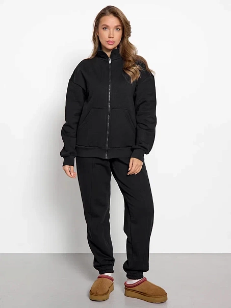 Спортивный костюм с начесом, черный